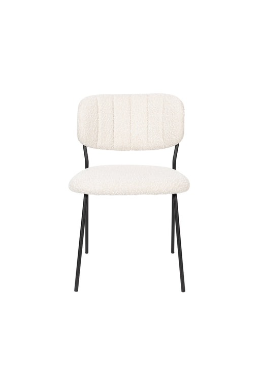 Eetkamerstoel Jolien Zwart/white Bouclã© Stof Wit 56x48 cm-Fauteuils-Creating Home