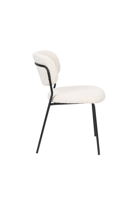 Eetkamerstoel Jolien Zwart/white Bouclã© Stof Wit 56x48 cm-Fauteuils-Creating Home