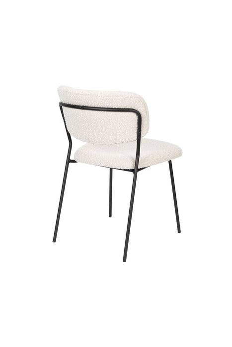 Eetkamerstoel Jolien Zwart/white Bouclã© Stof Wit 56x48 cm-Fauteuils-Creating Home