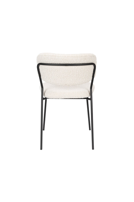 Eetkamerstoel Jolien Zwart/white Bouclã© Stof Wit 56x48 cm-Fauteuils-Creating Home