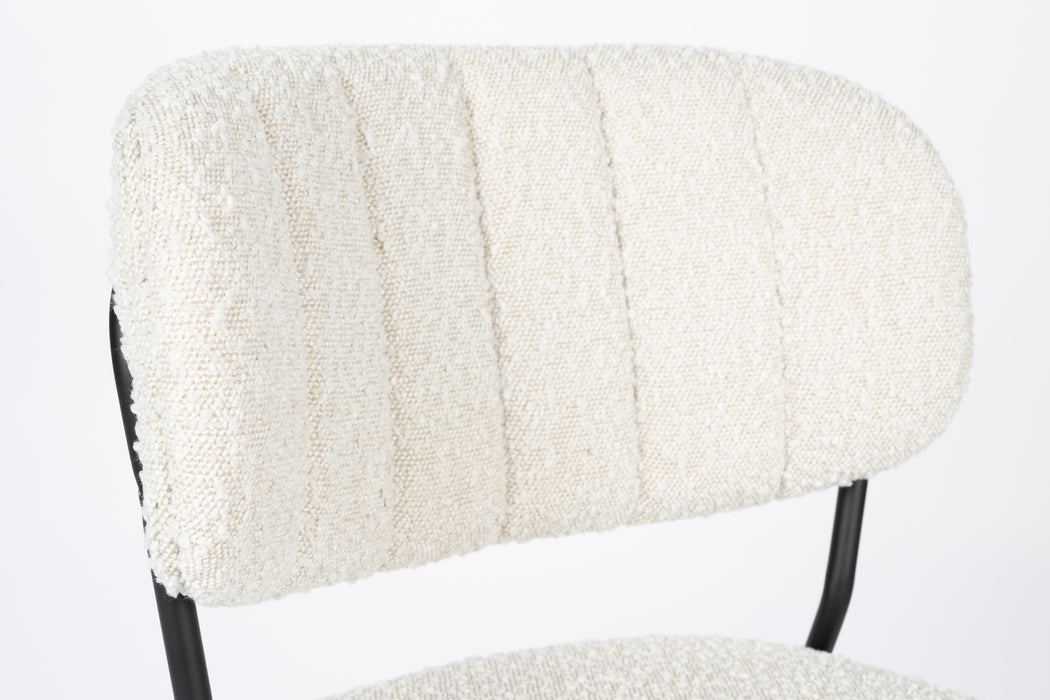Eetkamerstoel Jolien Zwart/white Bouclã© Stof Wit 56x48 cm-Fauteuils-Creating Home