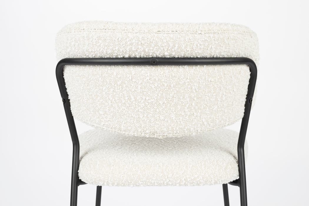 Eetkamerstoel Jolien Zwart/white Bouclã© Stof Wit 56x48 cm-Fauteuils-Creating Home
