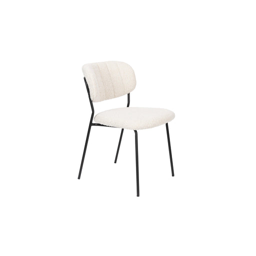 Eetkamerstoel Jolien Zwart/white Bouclã© Stof Wit 56x48 cm-Fauteuils-Creating Home