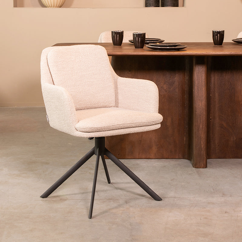 Eetkamerstoel Joy Naturel Boucle Draaibaar 58x63x83 cm-Eetkamerstoelen-LABEL51