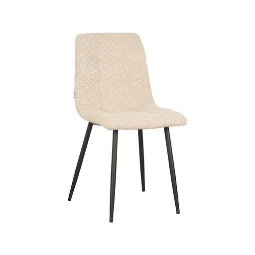 Eetkamerstoel Juul Zand Boucle Zwart Metalen Frame 54x45x89 cm-Eetkamerstoelen-LABEL51