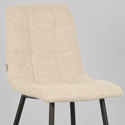 Eetkamerstoel Juul Zand Boucle Zwart Metalen Frame 54x45x89 cm-Eetkamerstoelen-LABEL51