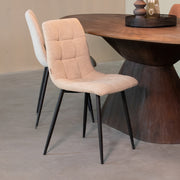 Eetkamerstoel Juul Zand Boucle Zwart Metalen Frame 54x45x89 cm-Eetkamerstoelen-LABEL51
