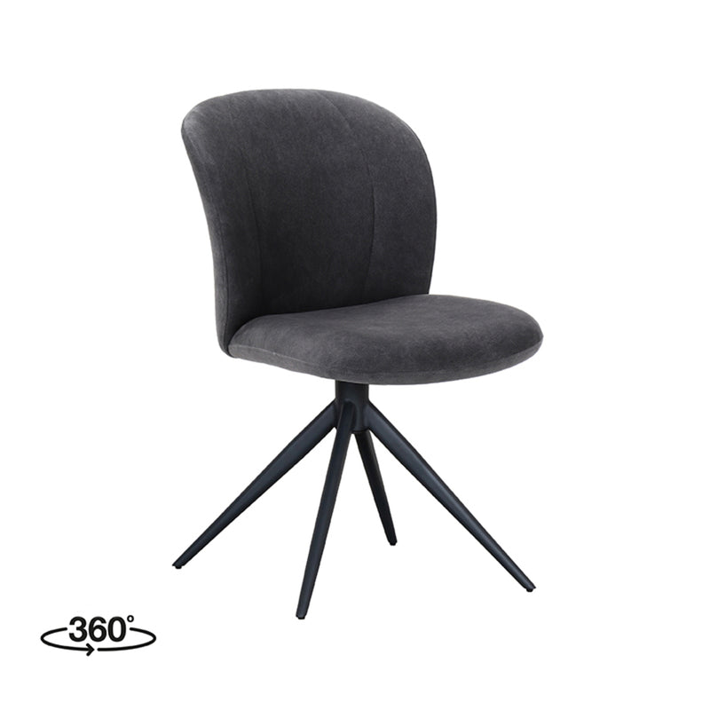 Eetkamerstoel Kimo Antraciet Cosmo Draaibaar 49x62x85 cm-Eetkamerstoelen-LABEL51