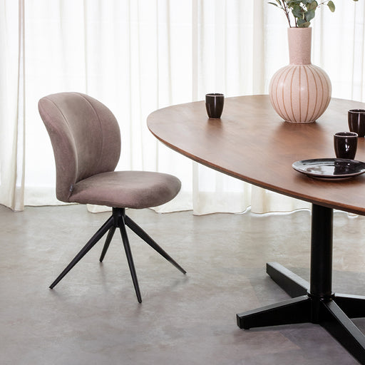 Eetkamerstoel Kimo Naturel Boucle Draaibaar 49x62x85 cm-Eetkamerstoelen-LABEL51