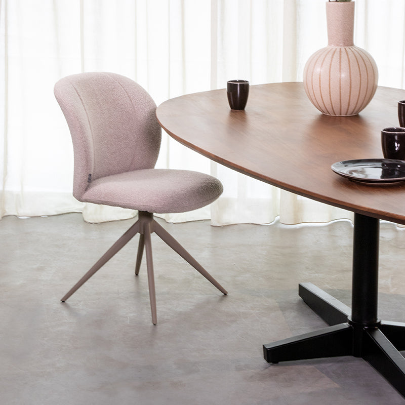 Eetkamerstoel Kimo Naturel Boucle Taupe Metalen Frame 49x62x85 cm-Eetkamerstoelen-LABEL51