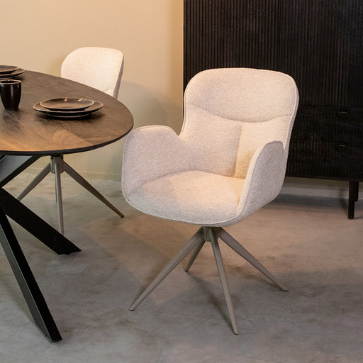 Eetkamerstoel Lasse - Naturel - Canyon - Taupe Metalen Frame-Eetkamerstoelen-LABEL51