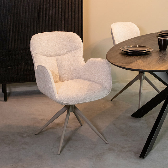 Eetkamerstoel Lasse - Naturel - Canyon - Taupe Metalen Frame-Eetkamerstoelen-LABEL51