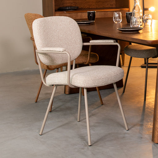 Eetkamerstoel Lausanne Naturel Royal Boucle Taupe 61x64x89 cm-Eetkamerstoelen-LABEL51