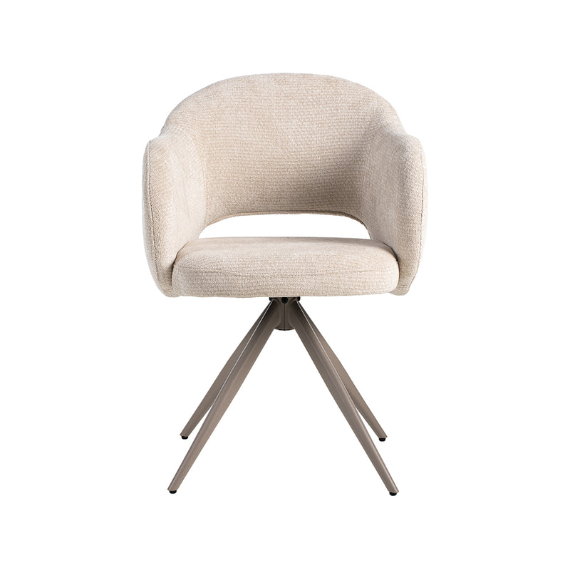 Eetkamerstoel Lela Naturel Elite Taupe Metalen Frame 56x58x83 cm-Eetkamerstoelen-LABEL51