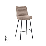 Eetkamerstoel Lennon Taupe Micro Suede Hoog 46x55x107 cm-Barkrukken-LABEL51