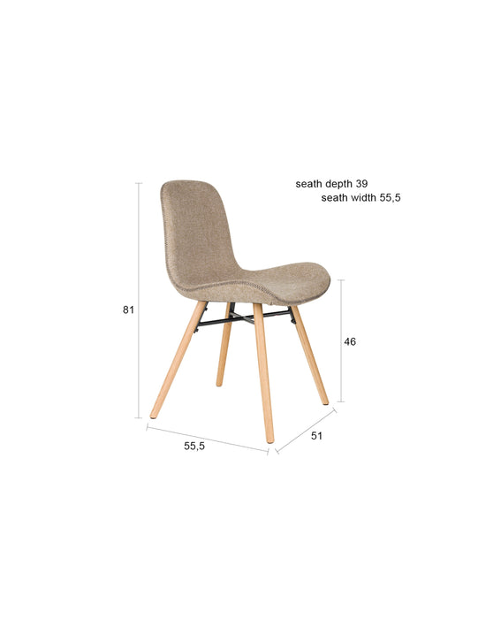Eetkamerstoel Lester Polyester Bruin 51x55.5 cm