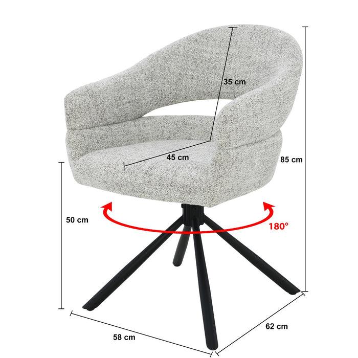 Eetkamerstoel Linn Bisque Oasis Draaibaar 58 cm 58x62x85 cm-Eetkamerstoelen-Livingfurn