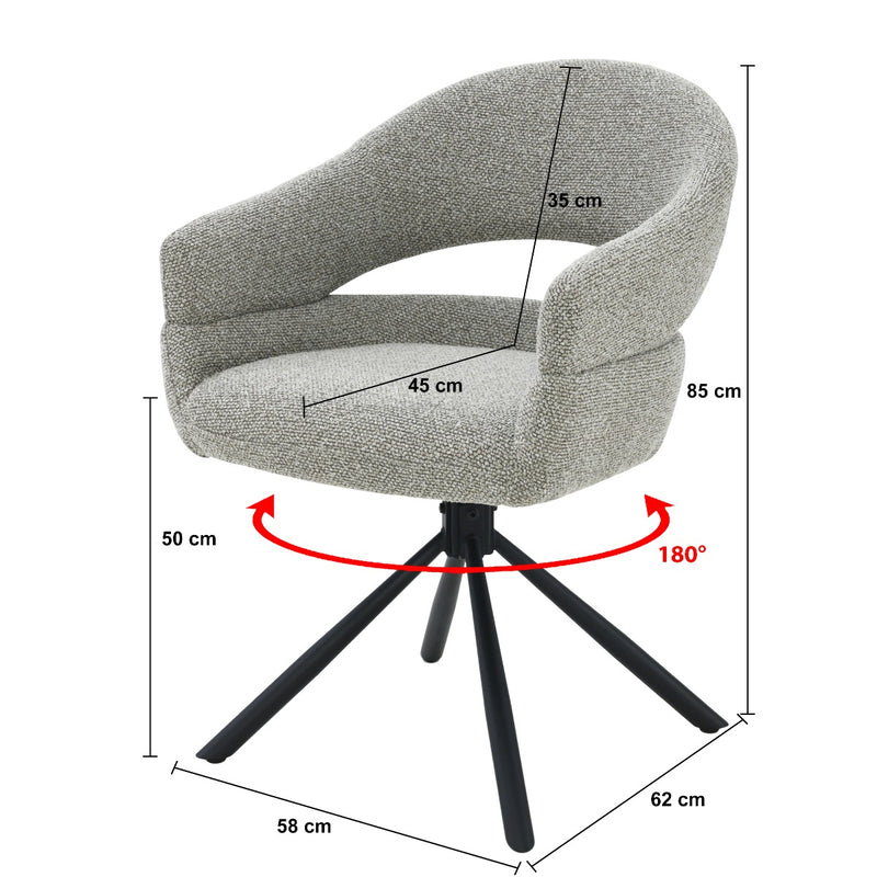 Eetkamerstoel Linn Taupe Draaibaar 58 cm 58x62x85 cm-Eetkamerstoelen-Livingfurn