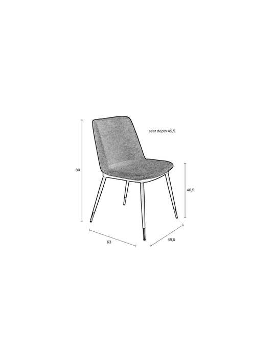 Eetkamerstoel Lionel Light Nylon en polyester Grijs 63x49.6 cm