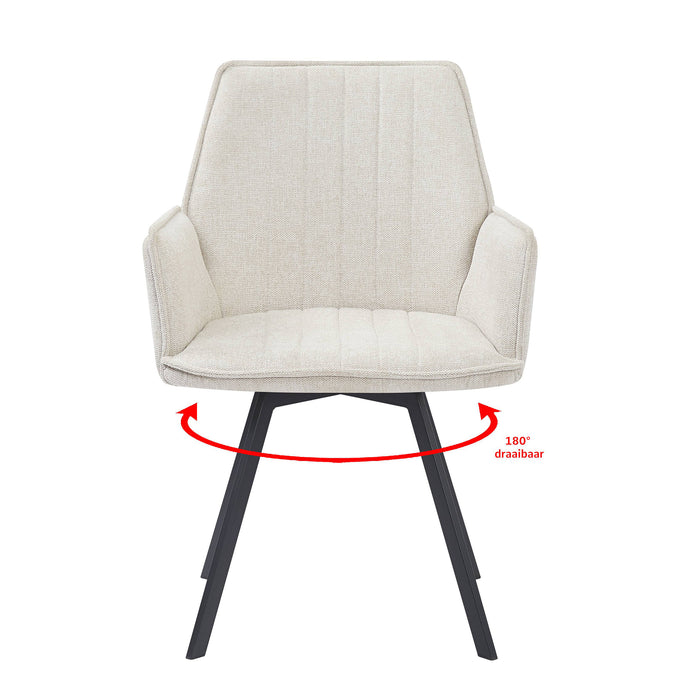 Eetkamerstoel Louise Beige Draaibaar 58 cm-Eetkamerstoelen-Livingfurn