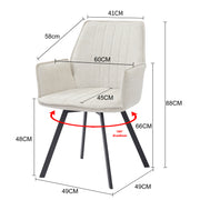 Eetkamerstoel Louise Beige Draaibaar 58 cm-Eetkamerstoelen-Livingfurn