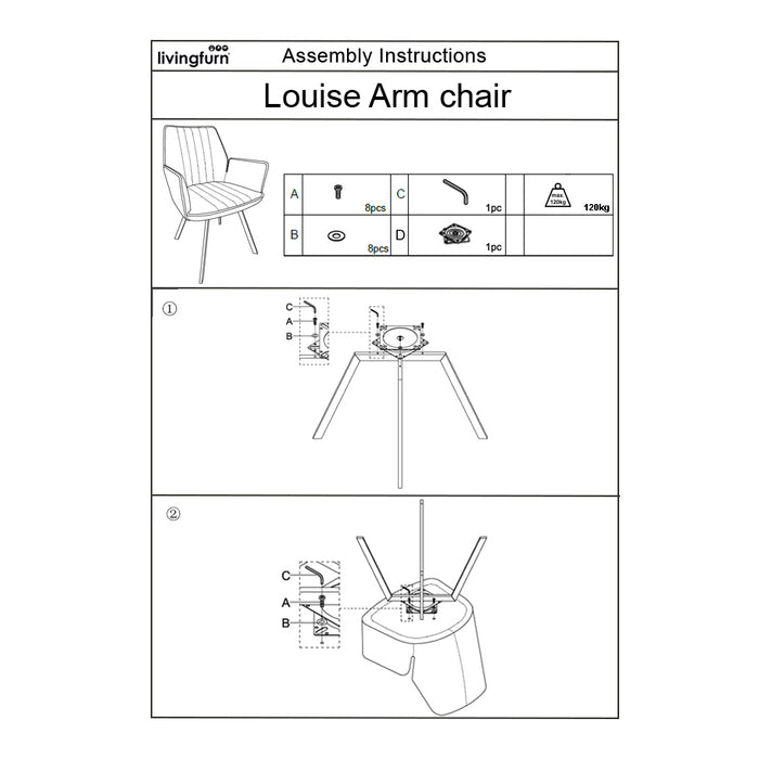 Eetkamerstoel Louise Beige Draaibaar 58 cm-Eetkamerstoelen-Livingfurn