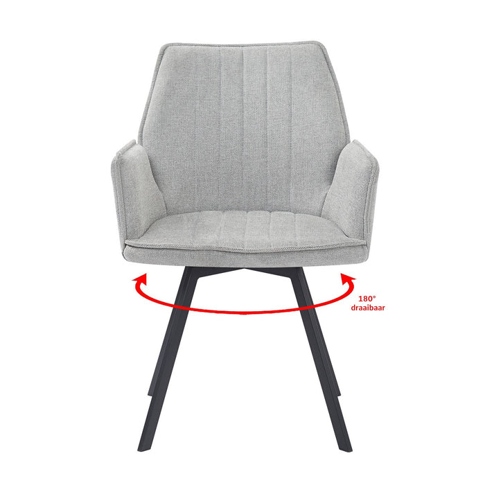 Eetkamerstoel Louise Grijs Draaibaar 58 cm-Eetkamerstoelen-Livingfurn