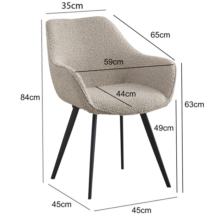 Eetkamerstoel Luca Bouclé Beige 59 cm-Eetkamerstoelen-Livingfurn