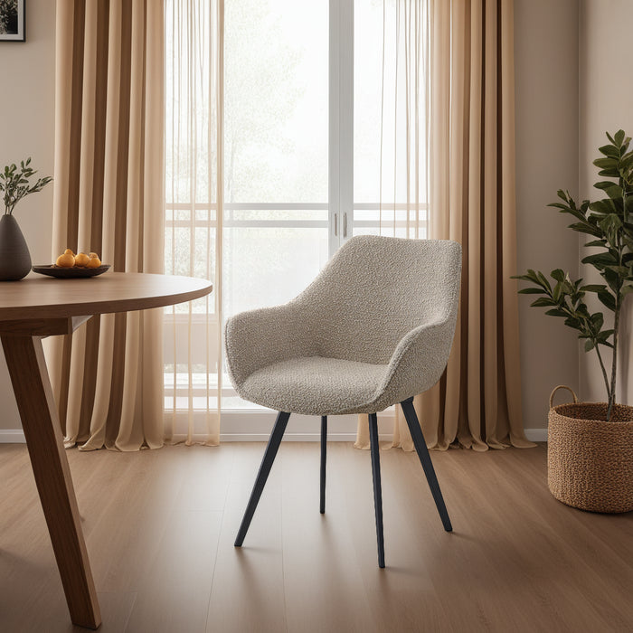 Eetkamerstoel Luca Bouclé Beige 59 cm-Eetkamerstoelen-Livingfurn