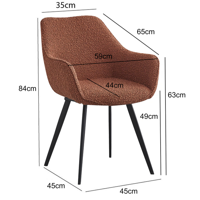 Eetkamerstoel Luca Bouclé Bruin 59 cm-Eetkamerstoelen-Livingfurn