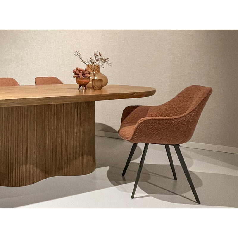 Eetkamerstoel Luca Bouclé Bruin 59 cm-Eetkamerstoelen-Livingfurn
