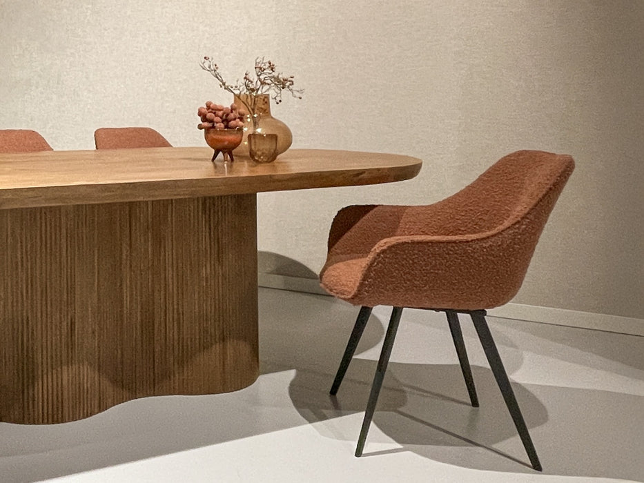 Eetkamerstoel Luca Bouclé Bruin 59 cm-Eetkamerstoelen-Livingfurn