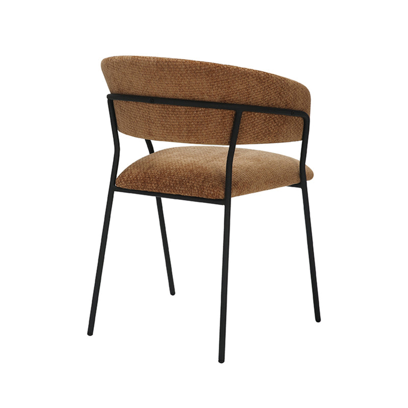 Eetkamerstoel Luuk Cognac Elite Zwart Metalen Frame 58x45x80 cm-Eetkamerstoelen-LABEL51