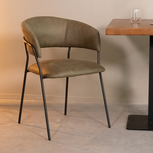 Eetkamerstoel Luuk Moss Micro Suede 58x45x80 cm-Eetkamerstoelen-LABEL51