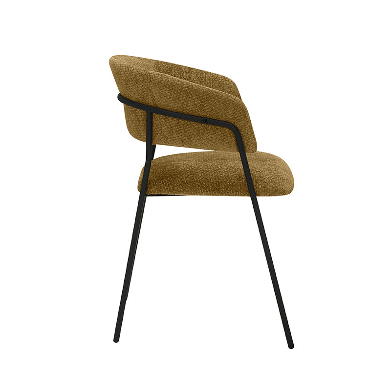 Eetkamerstoel Luuk Stof Mustard 58x45x80 cm-Eetkamerstoelen-LABEL51