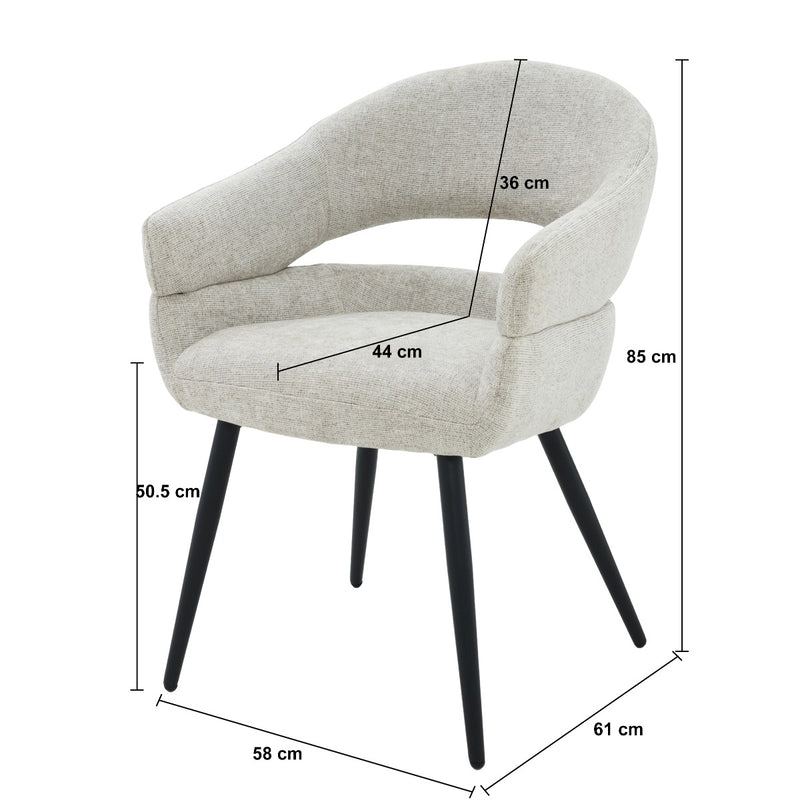 Eetkamerstoel Megan Beige 58 cm 58x62x85 cm-Eetkamerstoelen-Livingfurn