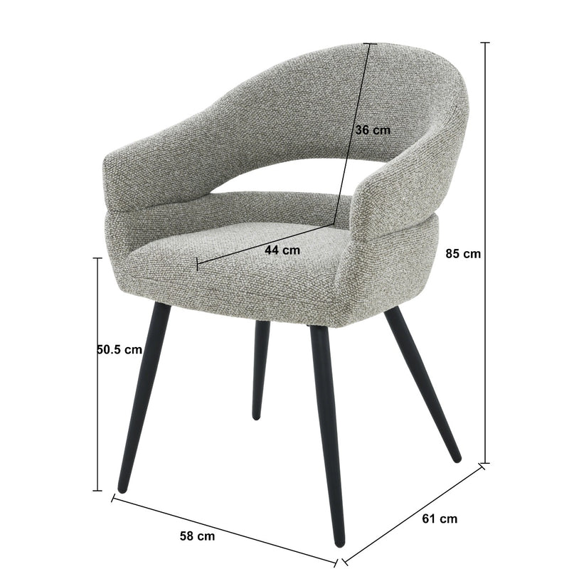 Eetkamerstoel Megan Taupe 58 cm 58x62x85 cm-Eetkamerstoelen-Livingfurn