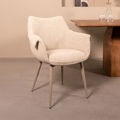 Eetkamerstoel Mirai Bouclé Beige-Eetkamerstoelen-LABEL51