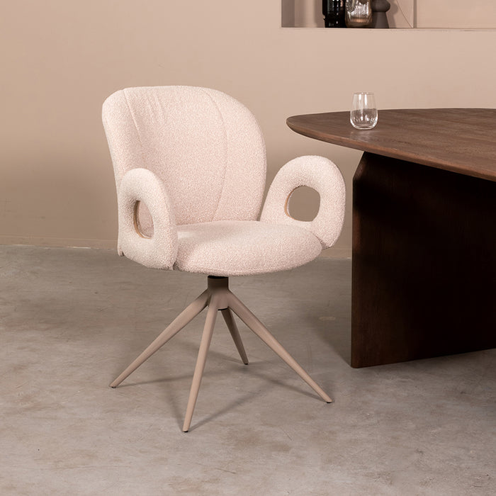 Eetkamerstoel Neo - Naturel - Boucle - Taupe Metalen Frame-Eetkamerstoelen-LABEL51
