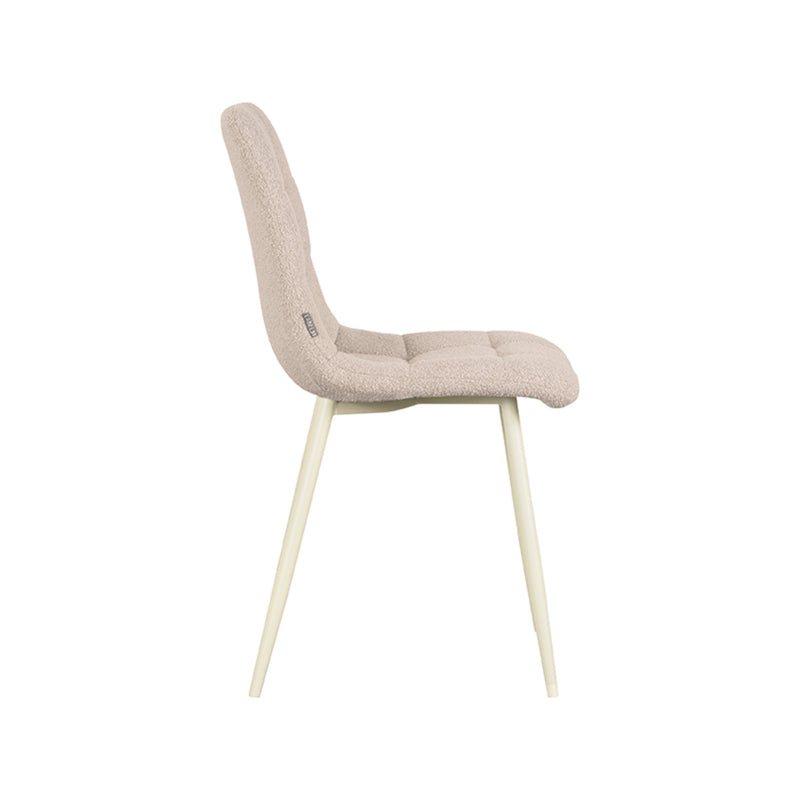Eetkamerstoel Nino Naturel Boucle Wit Metalen Frame 54x45x89 cm-Eetkamerstoelen-LABEL51