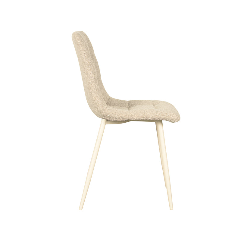 Eetkamerstoel Nino Zand Boucle Wit Metalen Frame 54x45x89 cm-Eetkamerstoelen-LABEL51
