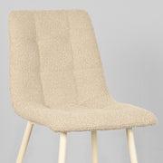 Eetkamerstoel Nino Zand Boucle Wit Metalen Frame 54x45x89 cm-Eetkamerstoelen-LABEL51