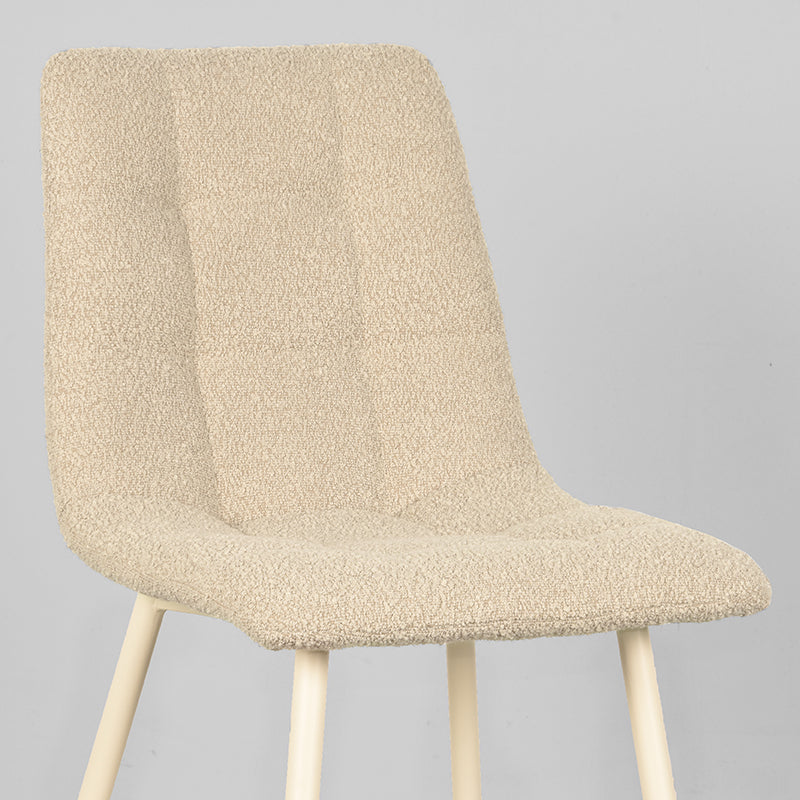 Eetkamerstoel Nino Zand Boucle Wit Metalen Frame 54x45x89 cm-Eetkamerstoelen-LABEL51
