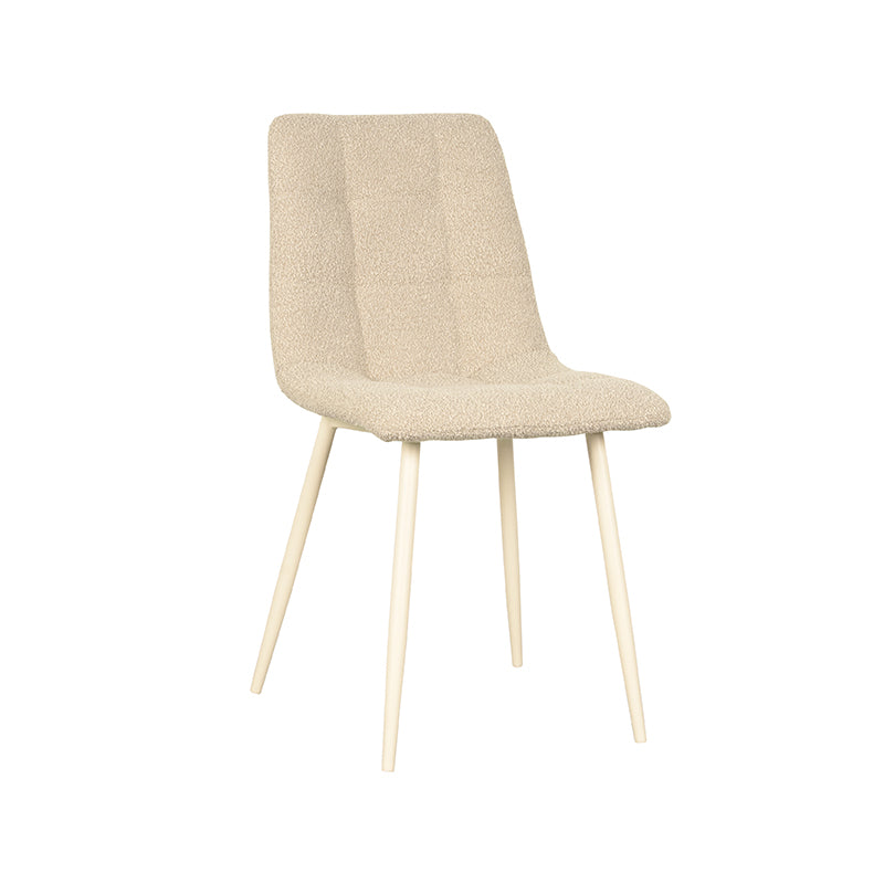 Eetkamerstoel Nino Zand Boucle Wit Metalen Frame 54x45x89 cm-Eetkamerstoelen-LABEL51
