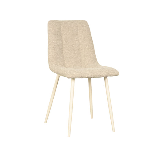 Eetkamerstoel Nino Zand Boucle Wit Metalen Frame 54x45x89 cm-Eetkamerstoelen-LABEL51