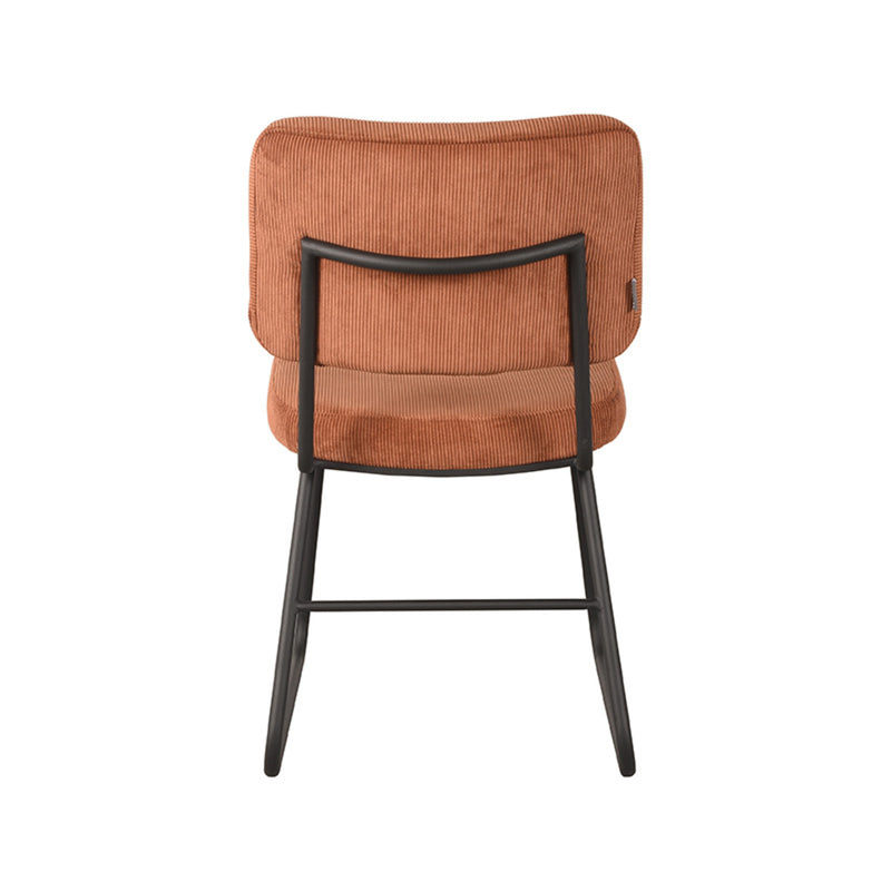 Eetkamerstoel Noah Rust Ribcord Zwart Metalen Frame 47x61x85 cm-Eetkamerstoelen-LABEL51