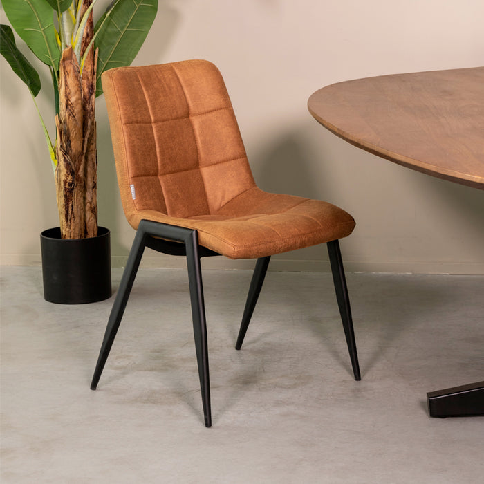 Eetkamerstoel Noor - Cognac - Micro Suede-Eetkamerstoelen-LABEL51