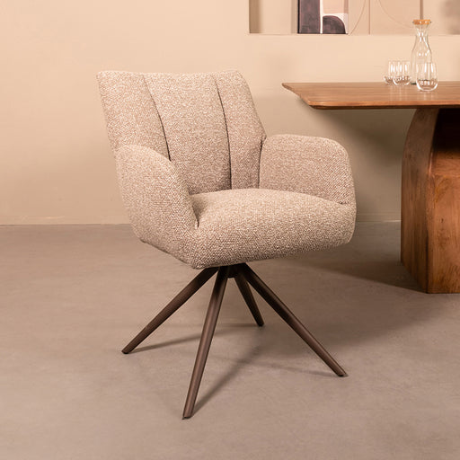 Eetkamerstoel Padua - Mushroom - Royal Boucle - Brons Metalen-Eetkamerstoelen-LABEL51