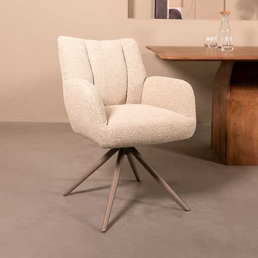 Eetkamerstoel Padua - Naturel - Royal Boucle - Taupe Metalen-Eetkamerstoelen-LABEL51