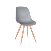 Eetkamerstoel Rimini Grijs PP Naturel Houtlook Frame 46x54x88 cm-Eetkamerstoelen-LABEL51